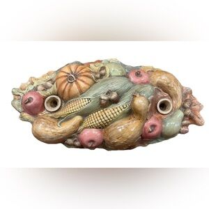 Vintage Holland Mold Thanksgiving Fall Harvest Centerpiece Candle Holder Ceramic